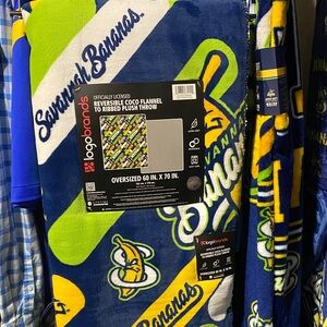 Savannah Bananas Blue and Yellow Plush Throw Blanket